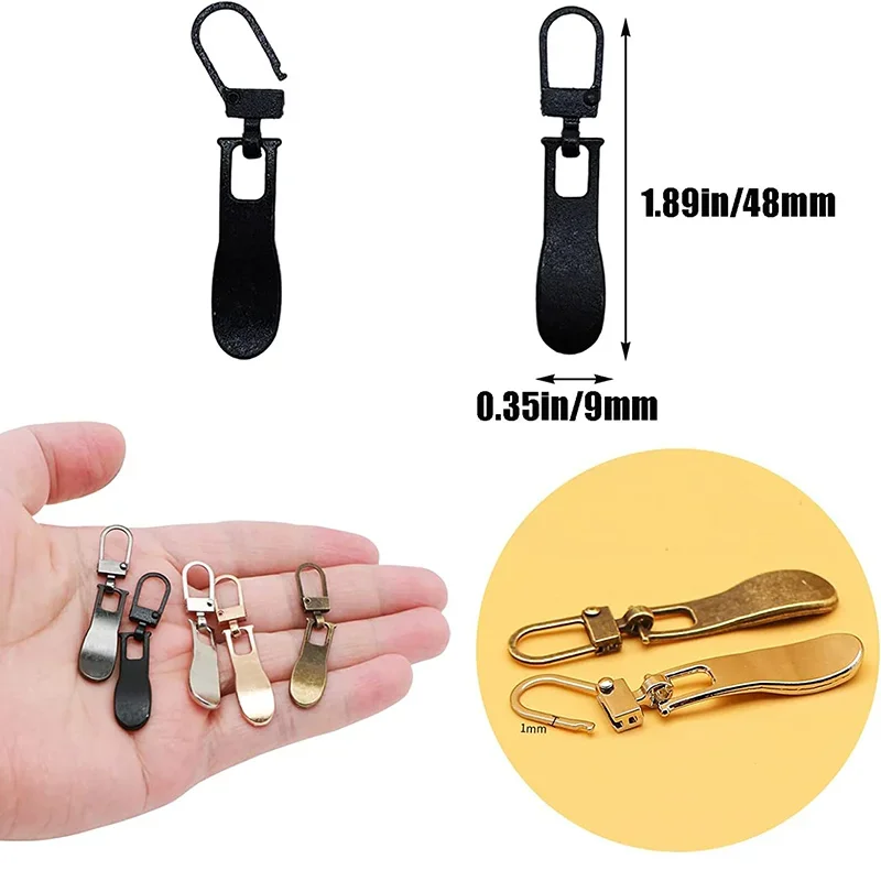 5/10PCS Zipper Pull Replacement Metal Zipper Sliders Fix Zip Puller Detachable Zipper Pull Tab for Luggage Jacket Bag Backpack