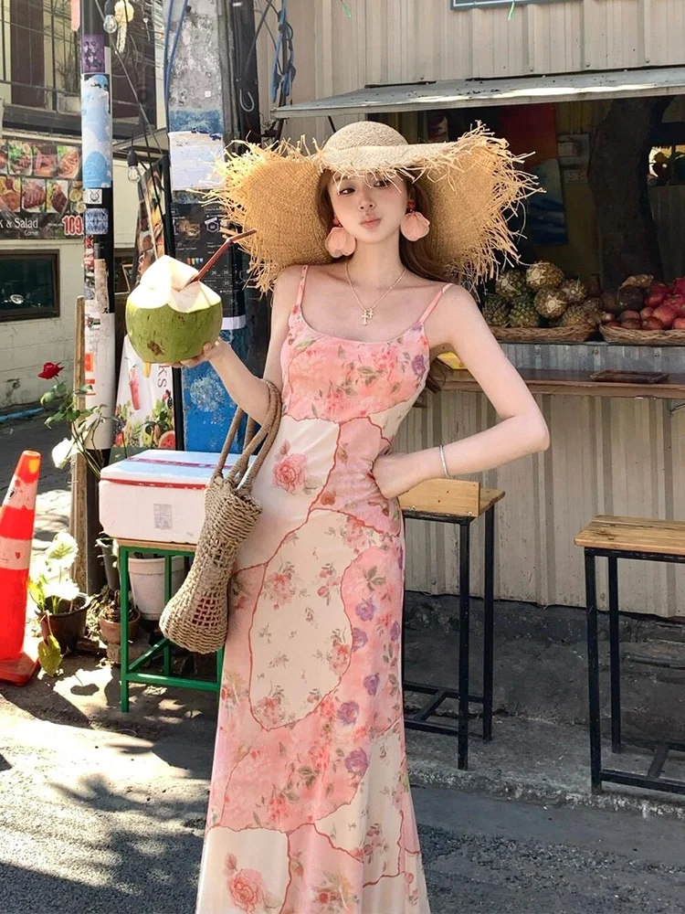 

XZY Chic Romantic Oil Painting Print ter Dr Women plus Size Summer Vaion Sle Fi Tail Skirt Svel Long Dr