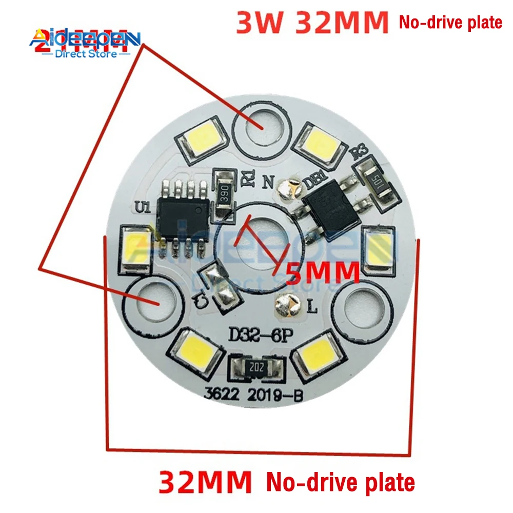 10 sztuk/partia LED Chip dla żarówki 3W SMD 2835 okrągłe światła koraliki AC 220V żarówka Chip oświetlenie Spotlight