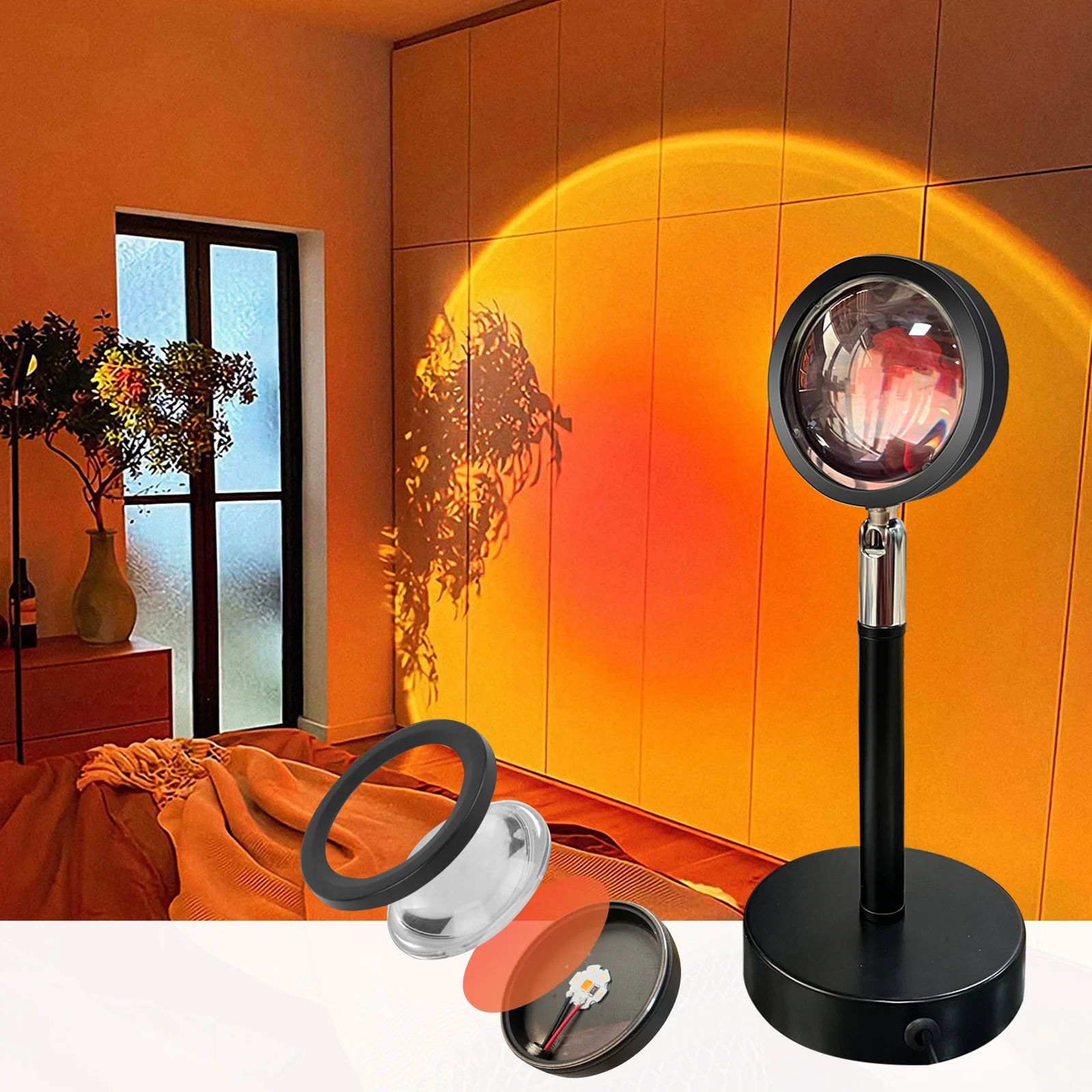 GY Sunset lamp 4 Colors Sunset Projection Light, Romantic Vision Mood Light Suitable for Photography, Selfie, Room Decoration