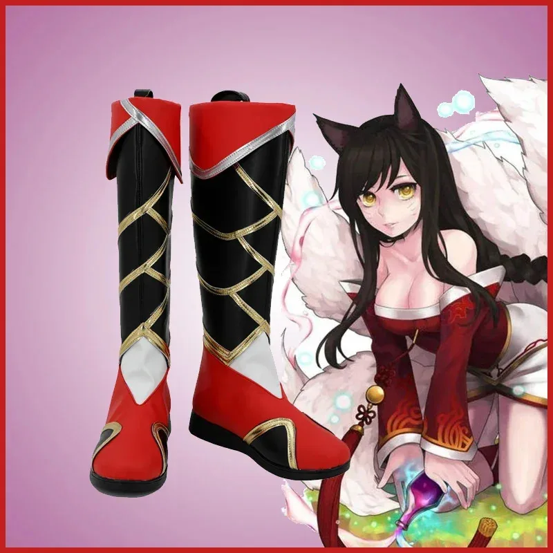 

Игра LOL KDA Ahri PU Сапоги Обувь Хэллоуин Косплей Опора 2025 jd; 2