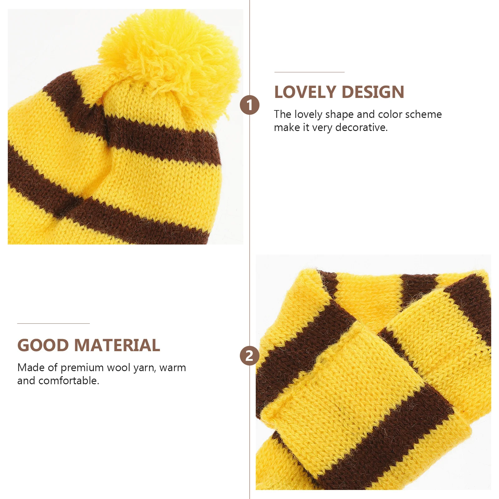 

1Set Dog Winter Warm Costume Scarf Hat Set Knitted Clothes Size Xxs Yellow Brown Pet Festival Accessories Dog Scarf Hat Set