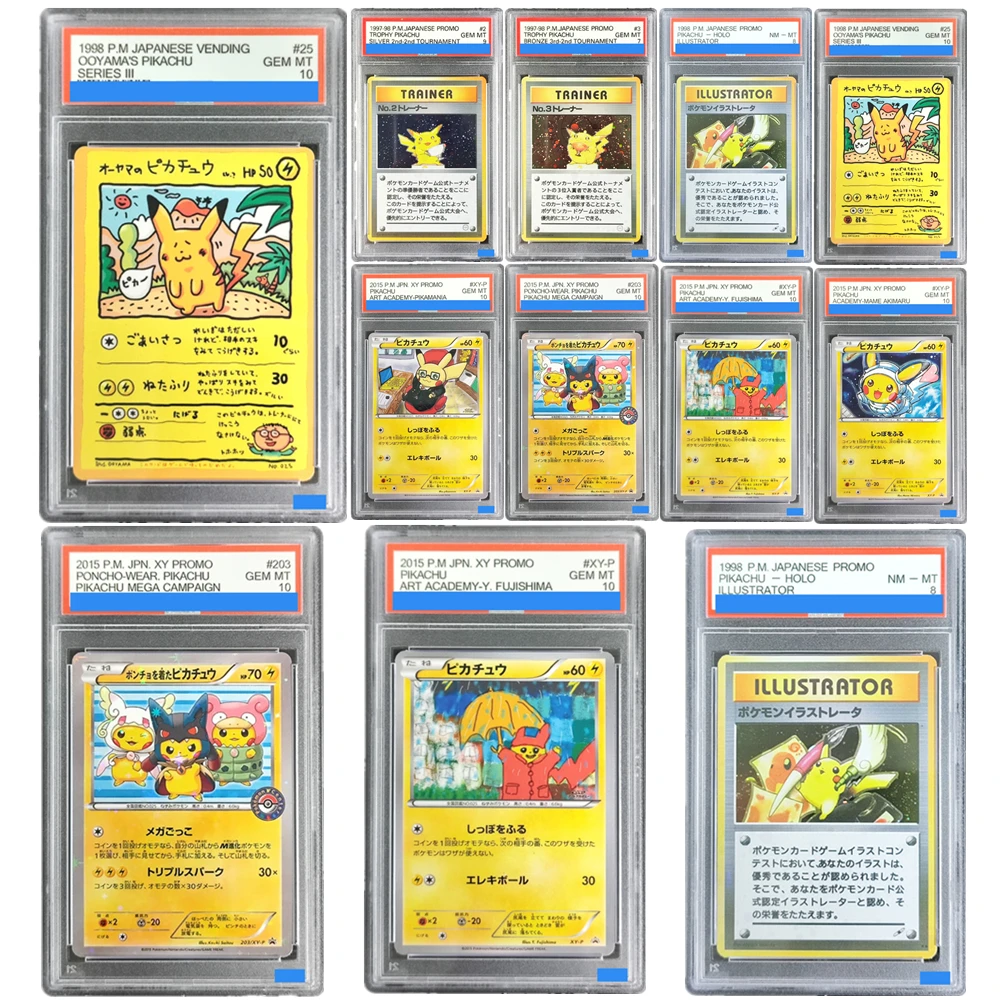 DIY PTCG OLD POKEMON OOYAMAS Pikachu HOLO serie ilustrador grado de autenticación NM MT 8 GEM MT 25/10 tarjetas de colección de regalo juguete
