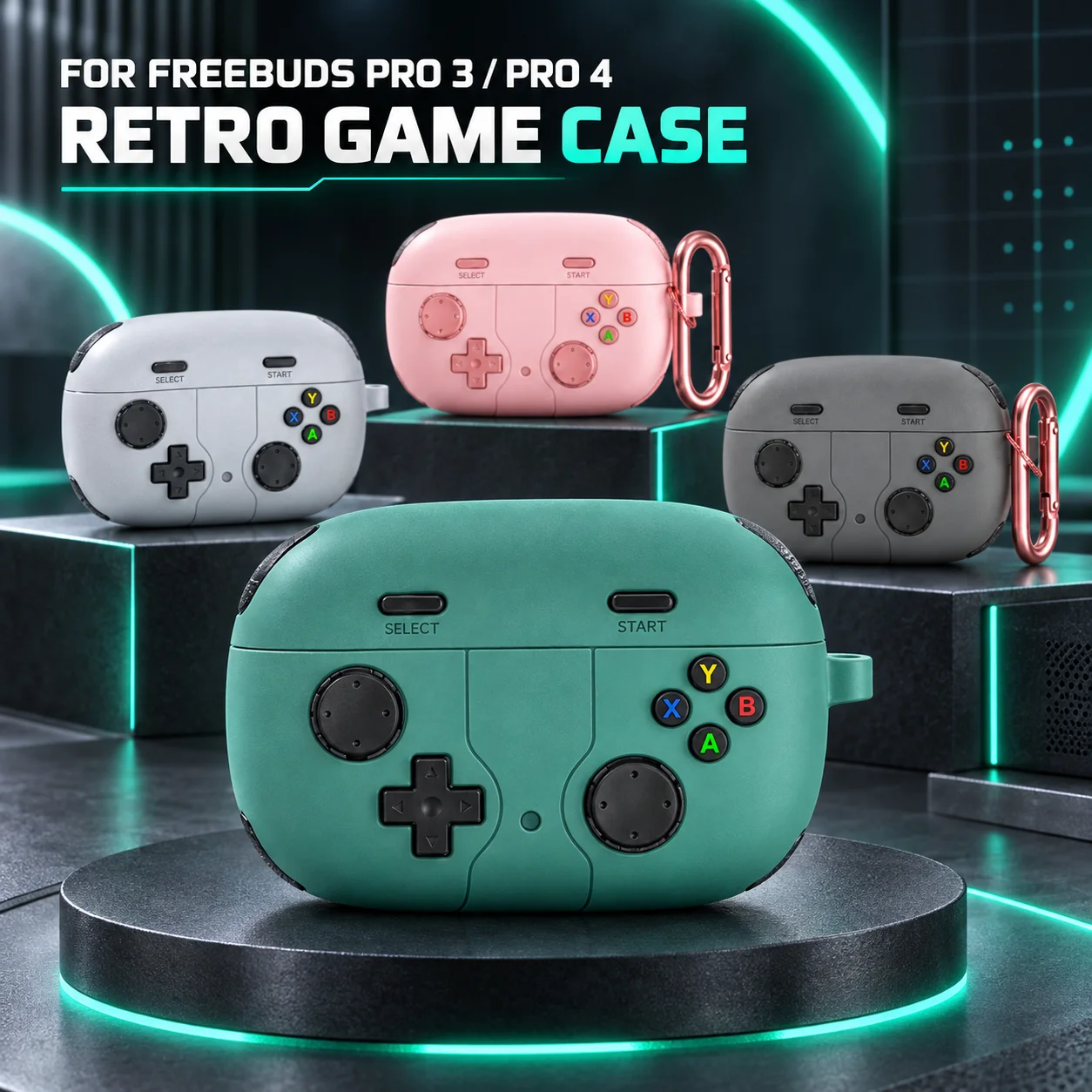 Retro-Spielcontroller-Silikon-Schutzhülle für Huawei FreeBuds Pro 4 Pro 3 Weiche Kratzfeste Ohrhörer-Ladebox mit Haken