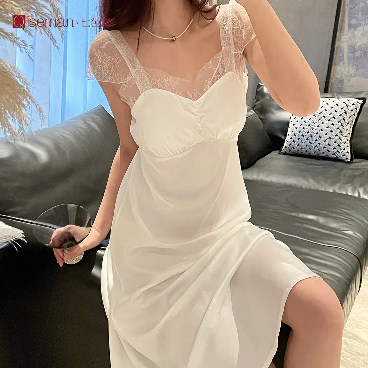 

Women's Pajamas Summer Short-sleeved Sexy Court Style Pajamas Elegant Family Clothing Pajamas Robe
