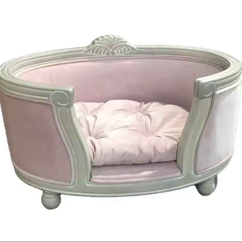 Luxury indoor pet furniture fashion solid velvet sustainable pet sofa large dog cat carton packaging removable