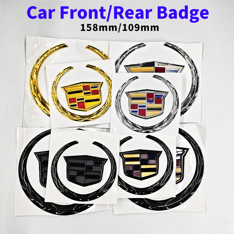 Emblema de Grade Frontal de Carro ABS 109mm 158mm para Cadillac SRX ATS XTS, Adesivo de Estilo para Para-choque Traseiro