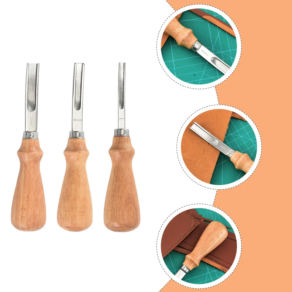 3 Pcs Edger Leatherworking Tools Craft Kits Accessories Polishing Wooden Sharpening Strop Supply Board