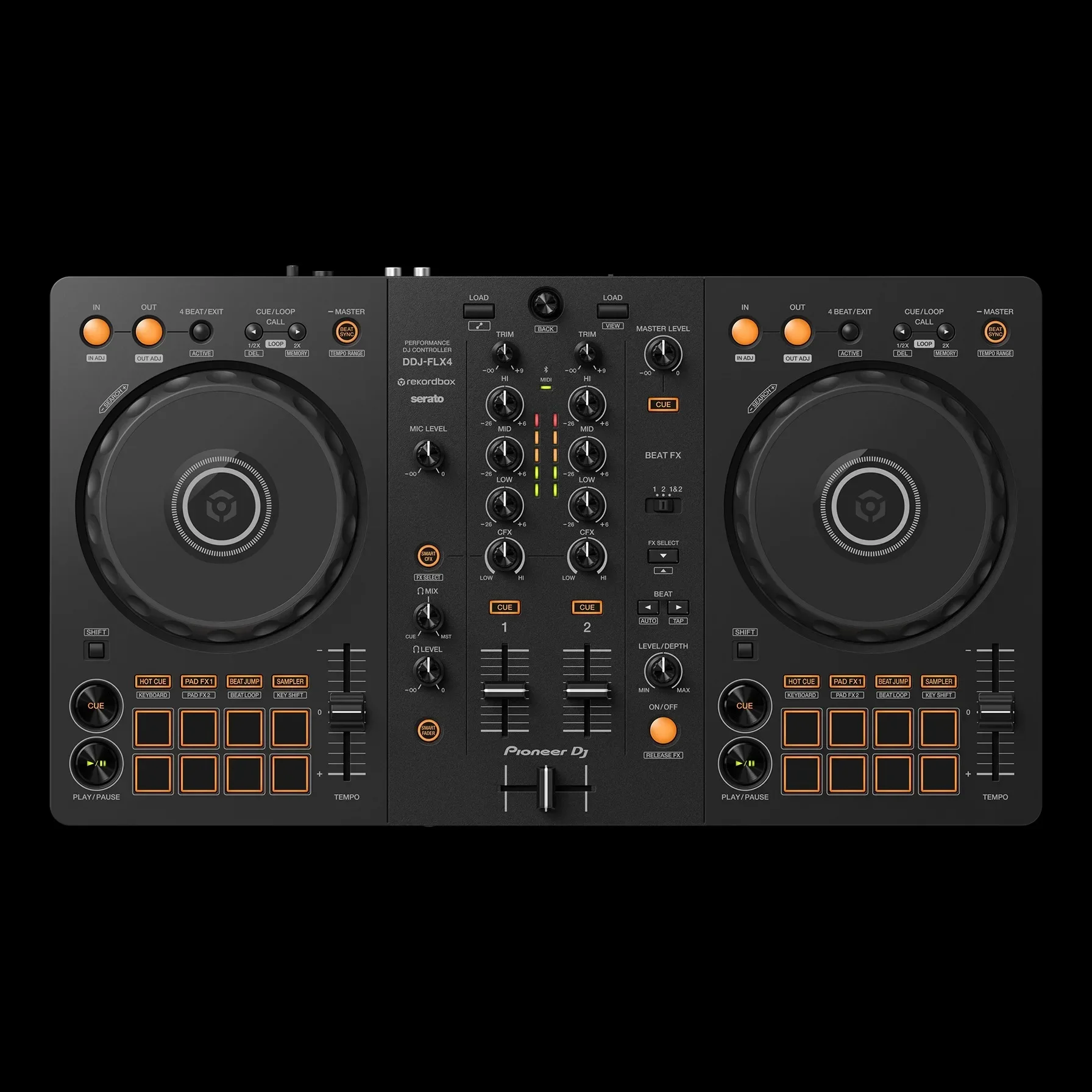 

Специальный 2-канальный DJ-контроллер Pioneer DDJ-FLX4, совместимость с Rekordbox и Serato