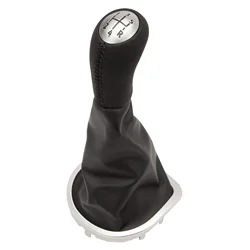 5 Speeds Leather Gear Stick Knob with Gear Shift Boot Stick Gaiter Compatible with Renault Clio III 2005-2013 Manual