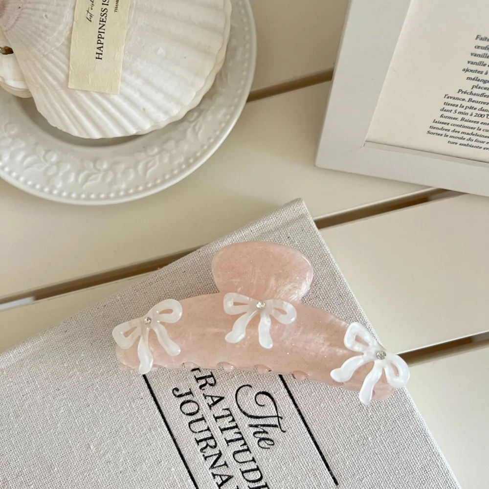 Pasador de garra para el pelo con lazo de diamantes de imitación a la moda, pinza para el pelo con lazo de Ballet, Clip de tiburón de ácido acético geométrico de estilo coreano, ropa de calle