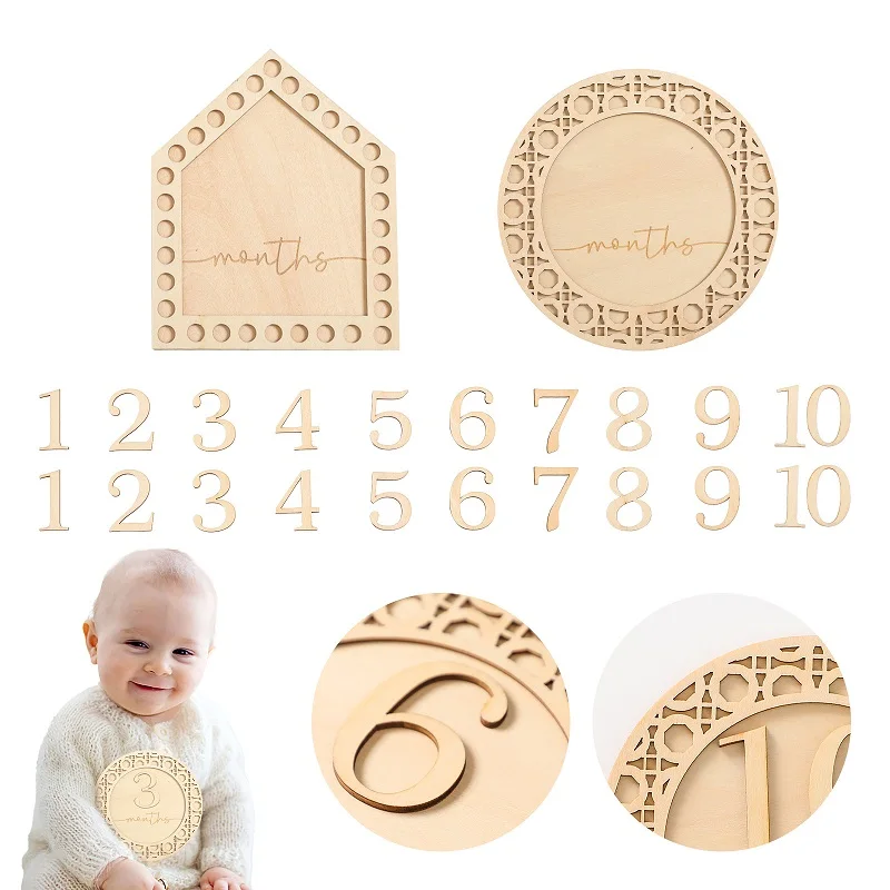 11 pz/set carte pietra miliare del bambino in legno stile bohémien Milestone Memorial mensile Baby Commemorativenir accessori per foto appena nati