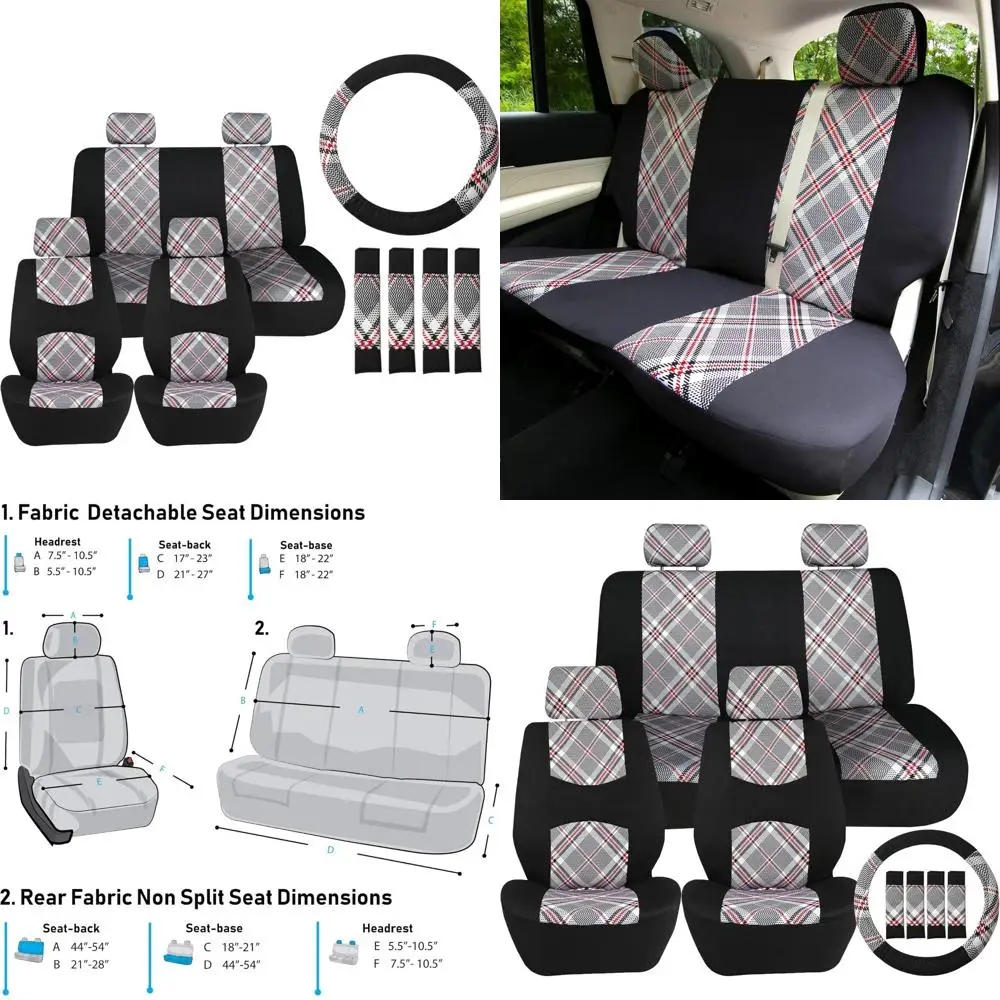 

TLH Универсальные чехлы на автомобильные сиденья Tartan57 в клетку, бежевые чехлы на автомобильные сиденья, полный комплект из плоской ткани, автомобильные аксессуары для интерьера