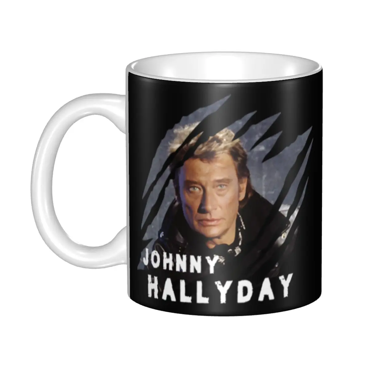 

DIY Johnny Hallyday French Rock Singer Ceramic Mugs Personalized Coffee Cups Creative Present