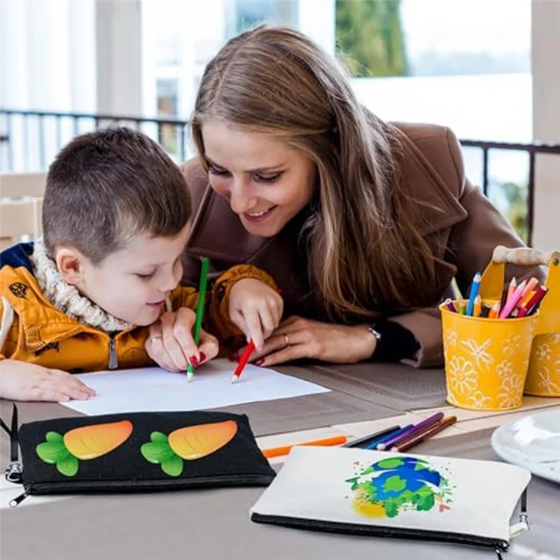 60 조각 빈 DIY 열전달 화장품 가방 세트 키트 학교 여행 DIY에 대 한 승화 연필 케이스