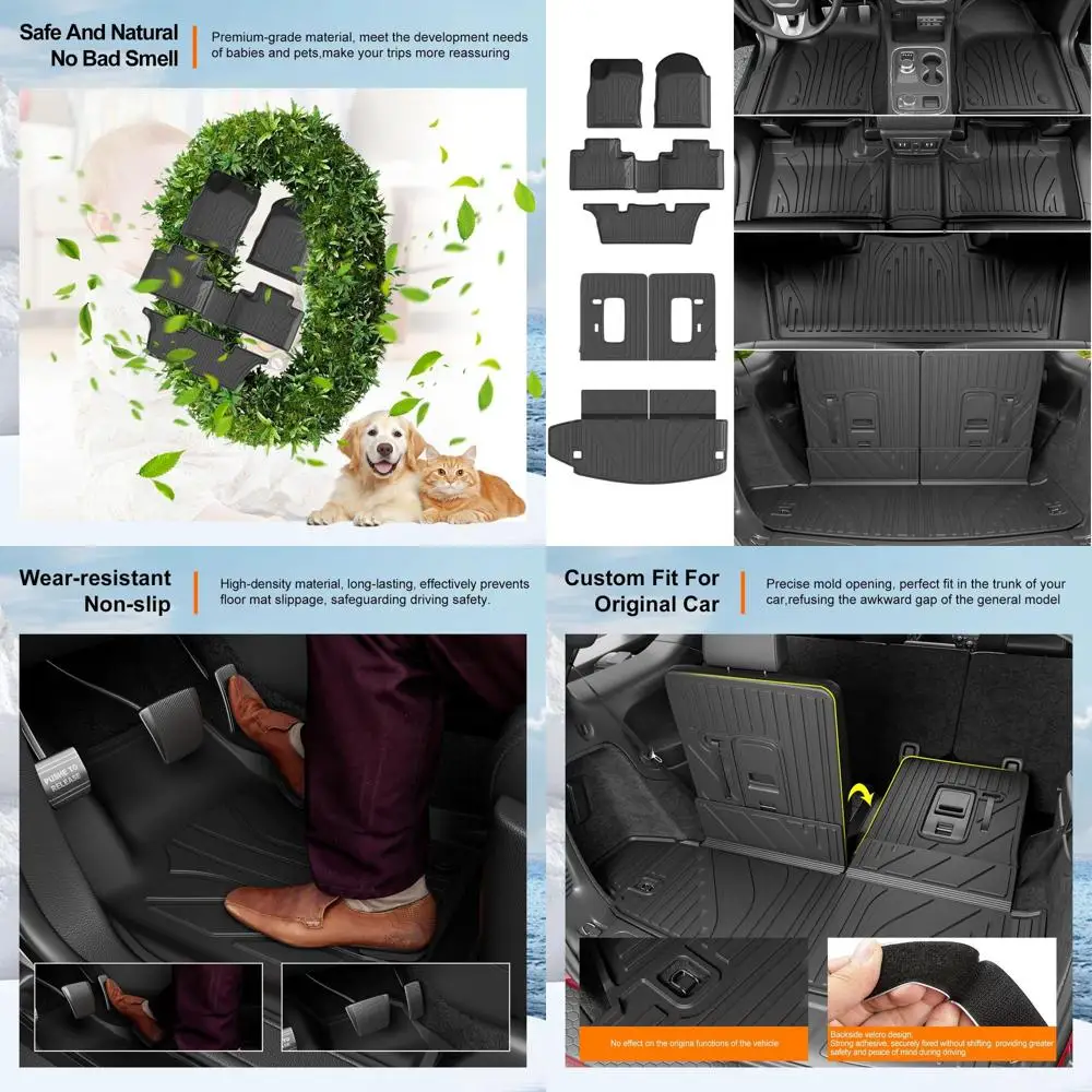 

Настраиваемые коврики для багажника и салона для Durango 2016-2026 с 6 сиденьями и ковриком для спинки 3-го ряда