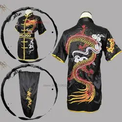 2025 bambini cinesi tai chi wushu kung fu arti marziali drago nazionale ricamo top + pantaloni set costume da prestazione di allenamento