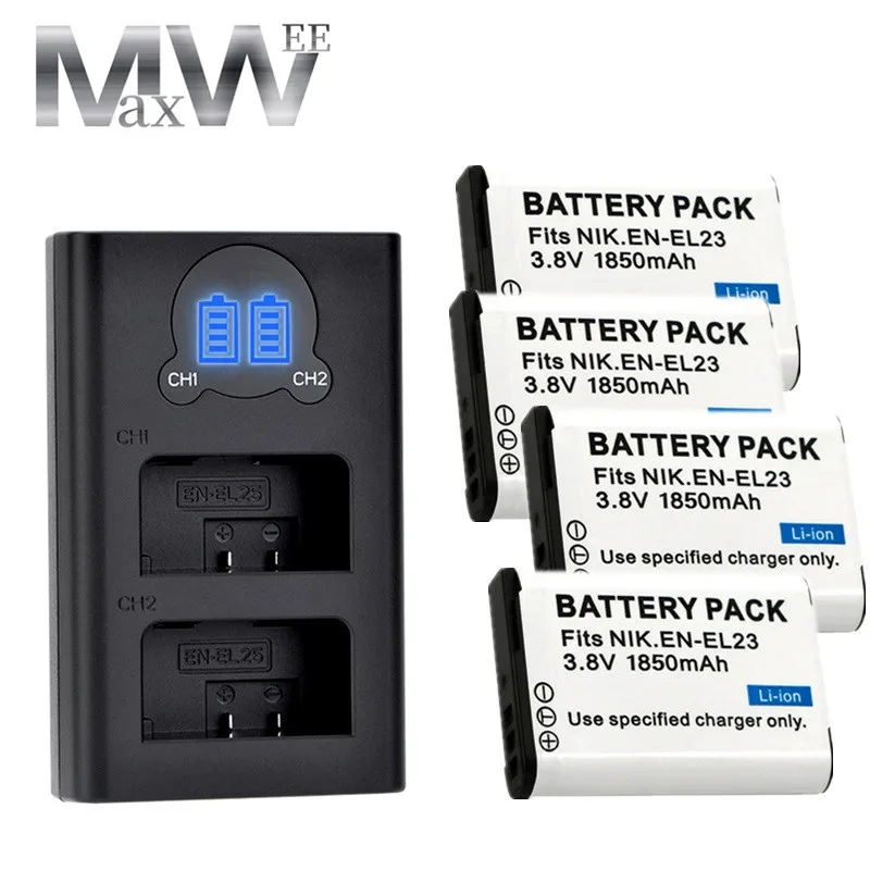 Аккумулятор со светодиодсветодиодный подсветкой и USB-портом Type-C для фотоаппарата Nikon COOLPIX P900 P610 P600 B700 S810c