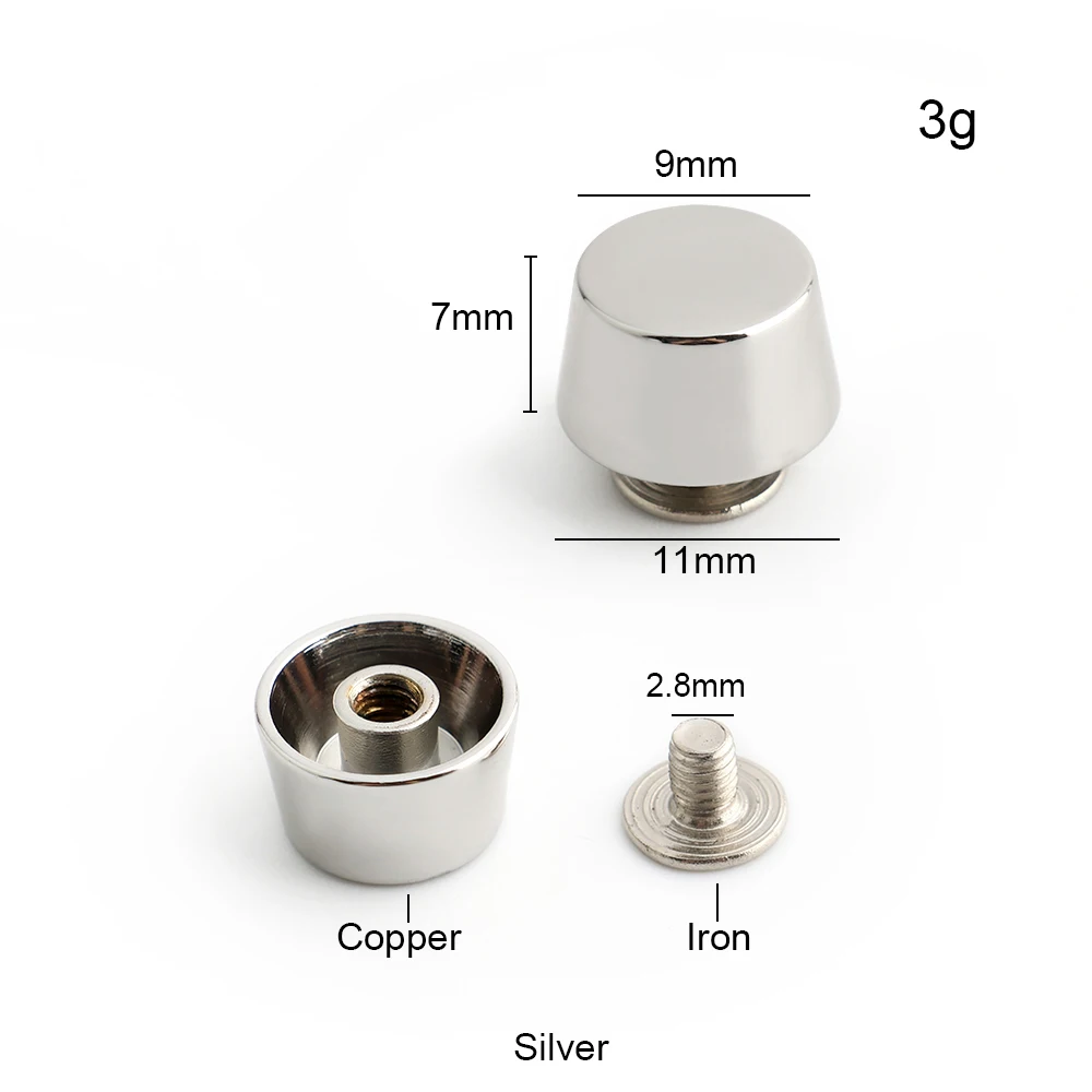 10-30-100pcs 8 colors 11*9mm Rose gold Copper Rivets Fasteners Gold High Quality Leather Crafts Bags shoes Studs