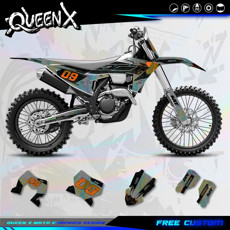 ﻿ QUEEN X MOTO Custom Team Motorcycle Graphics Decal Stickers Kits For KTM SX SXF 2023 2024 EXC XCW 2024 2025 2026