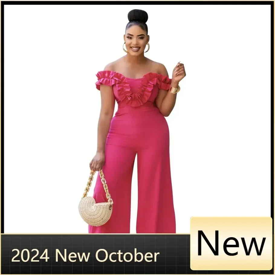 African Clothes for Women Autumn African Sleeveless V-neck Polyester Party Evening Long Jumpsuit Outfits African Clothing S-2XL