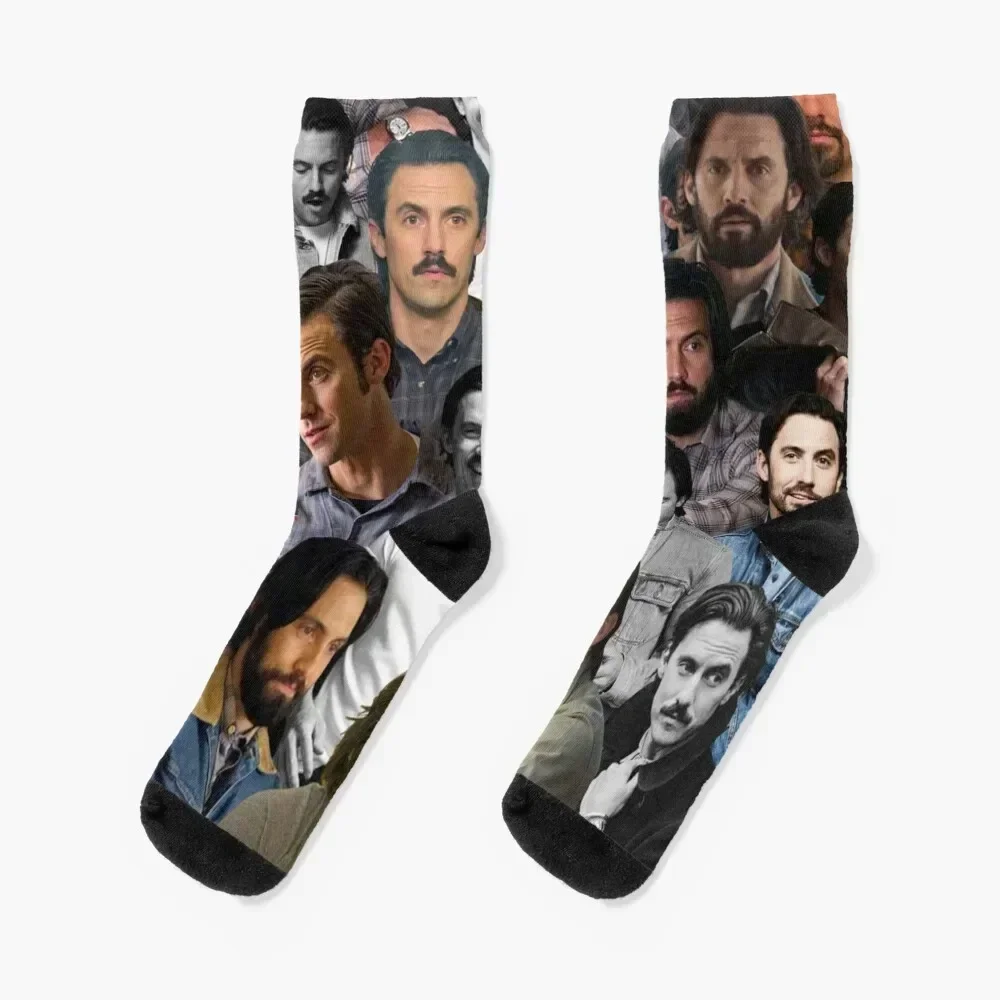 Milo Ventimiglia photo collage Socks sport funny sock cartoon Socks Girl Men's