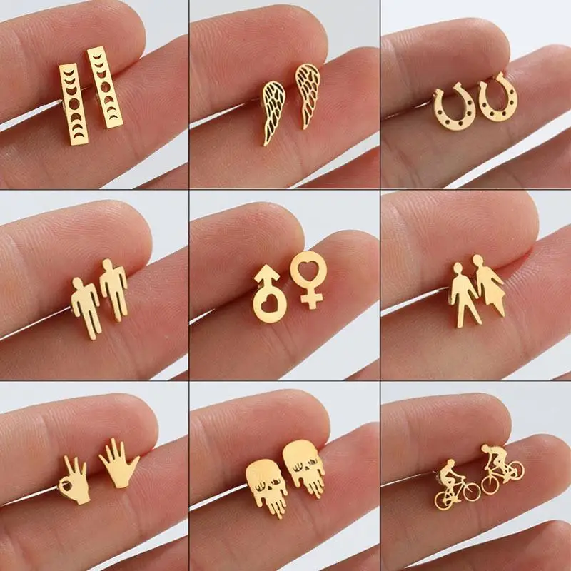 10 Pair Fashion Personalized Women's Earnail Wholesale Star Moon Earphone Microphone Valentine's Day Christmas Fashion Jewelry