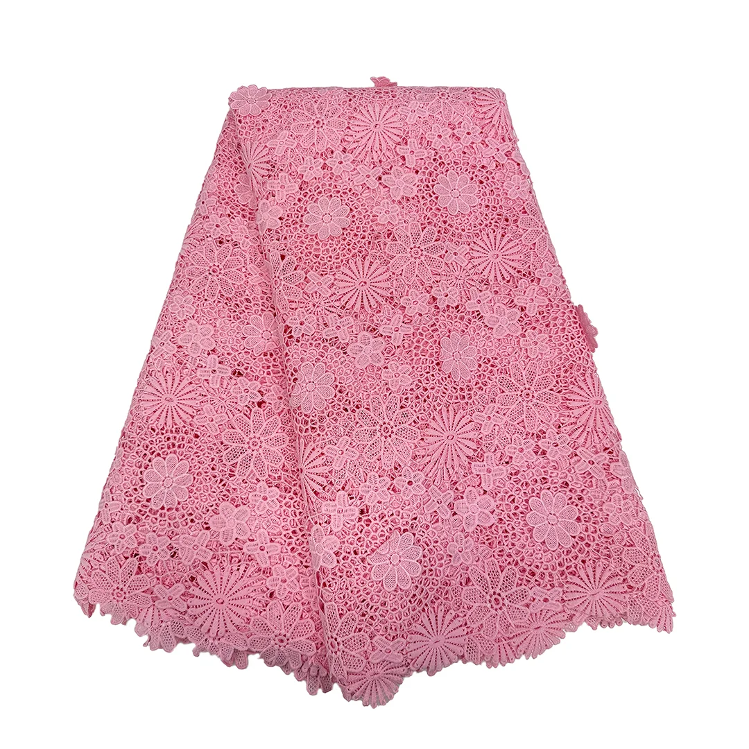 

Nigerian Guipure Lace Fabric 2025 High Quality Water Soluble African Sequin Cord Lace Fabric for Party Dress Sew Wedding Dress