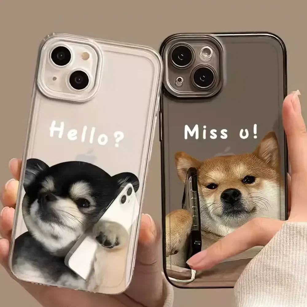 

Funny Cat Dog Couple Phone Case for iPhone 16 15 14 13 12 11 Pro Max Mini X XS SE 7 8 Plus 16E Cute Shockproof Transparent Cover