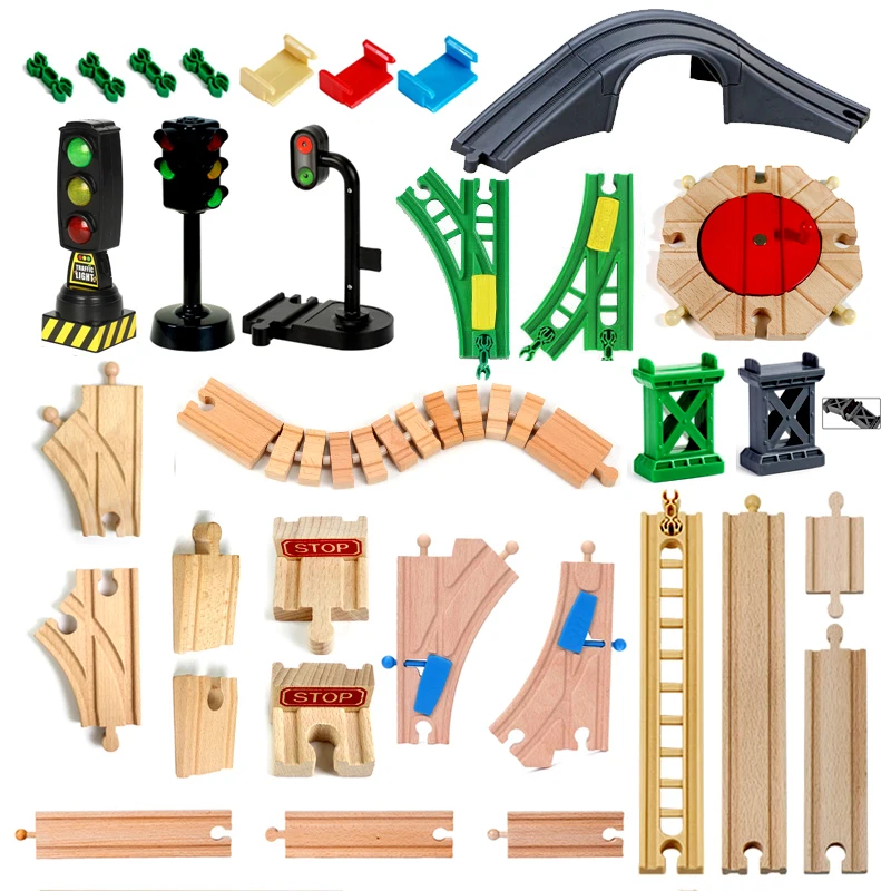 

Wooden Track Railway Toys Beech Wooden Train Track Accessories Fit Biro All Brand Tracks Educational Toys for Children