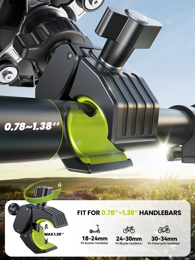 Support de téléphone pour vélo Joyroom 360 °   Support universel pour moto, support antichoc pour téléphone portable de 4,7 à 7 pouces