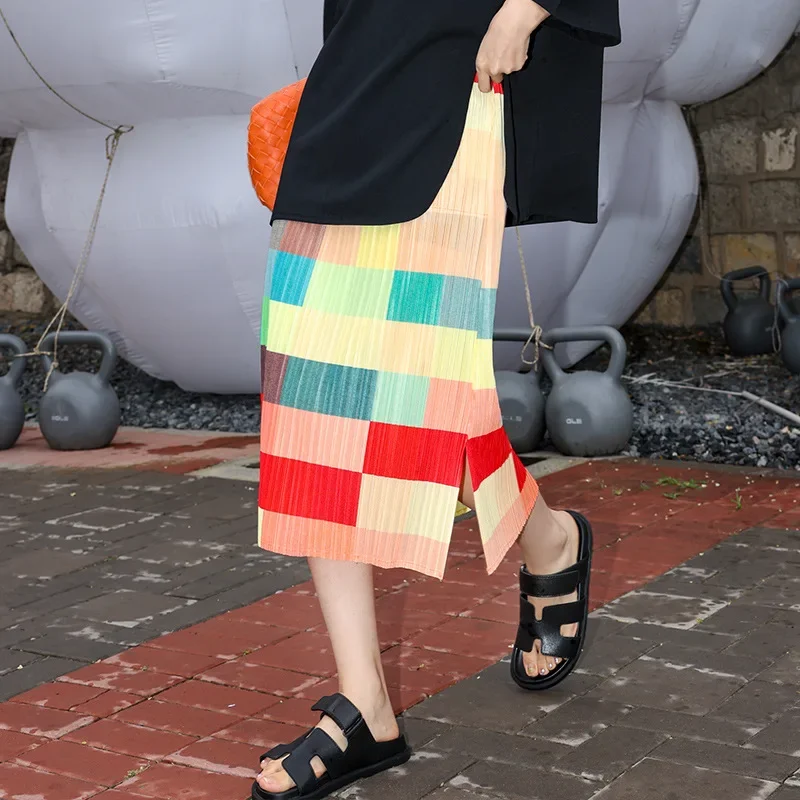 

Miyake Style Comfortable Casual Print Slim Fit Elegant Fashion Pleated Skirt Women 2024 Summer New Style