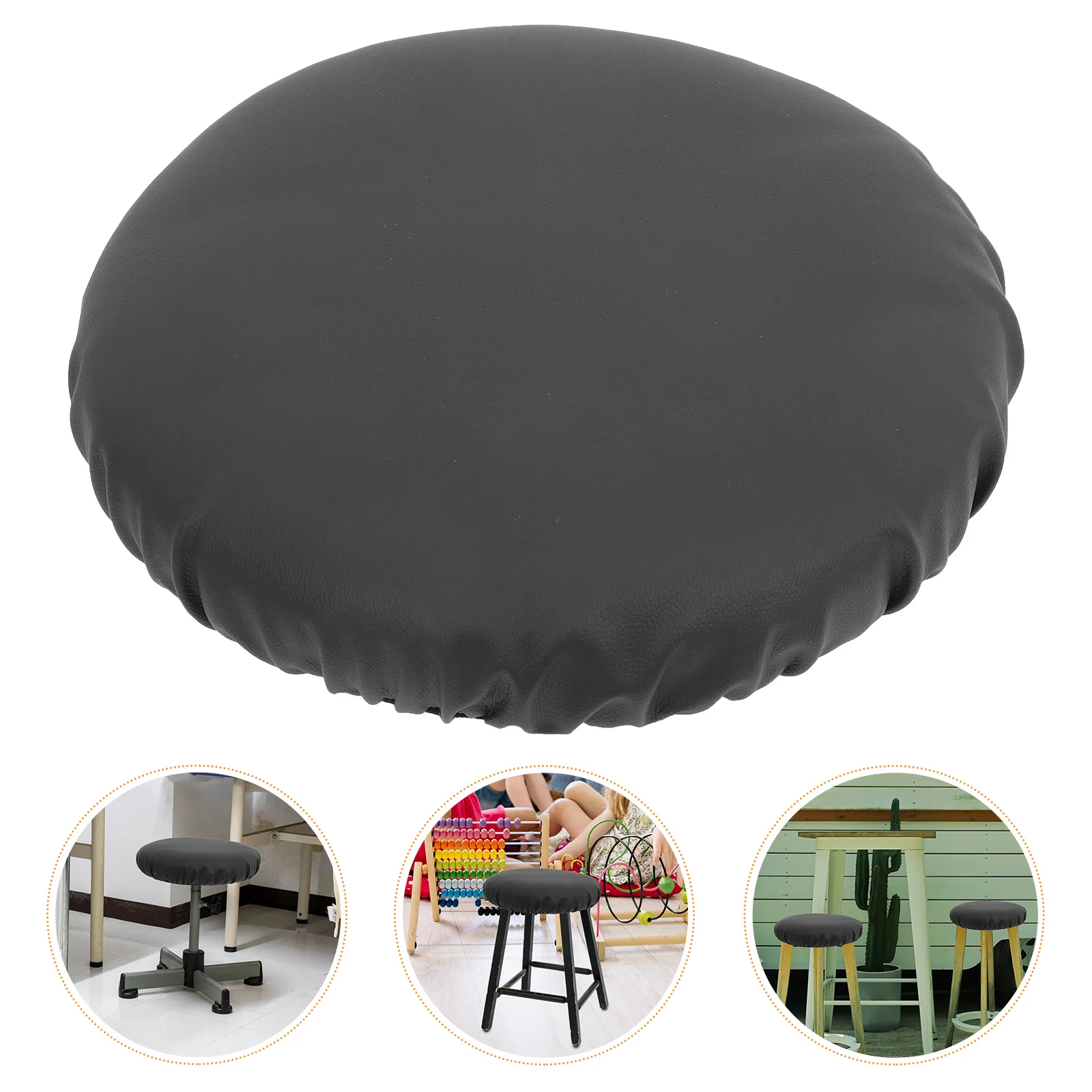 

Round Stool Seat Covers Pu Elastic Chair Cover Waterproof Protector 34-35Cm Office Bar High Wooden Chairs Sofa