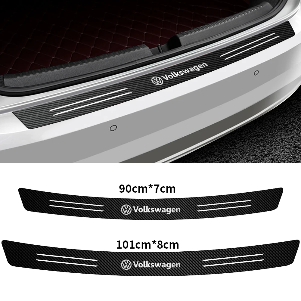 1Pcs Car Carbon Fiber Rear Bumper Trunk Protection Stickers for Volkswagen VW Scirocco GOLF MK6 Polo Tiguan CC PASSAT GTI R Line