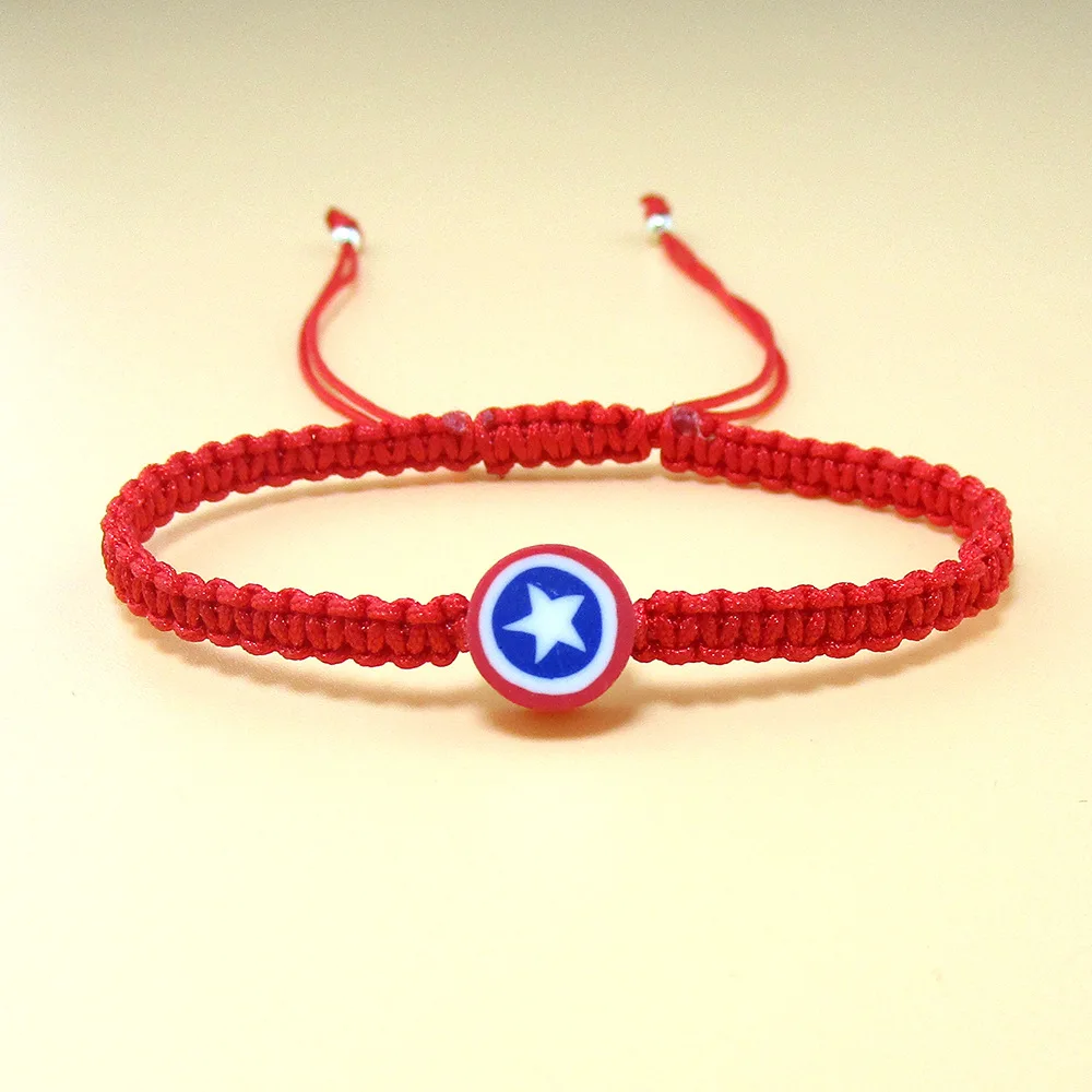 Marvel Anime Figures Bracelet Spiderman Iron Man Hulk Captain America Braided Bracelet Jewelry Wristband Birthday Gifts for Kids