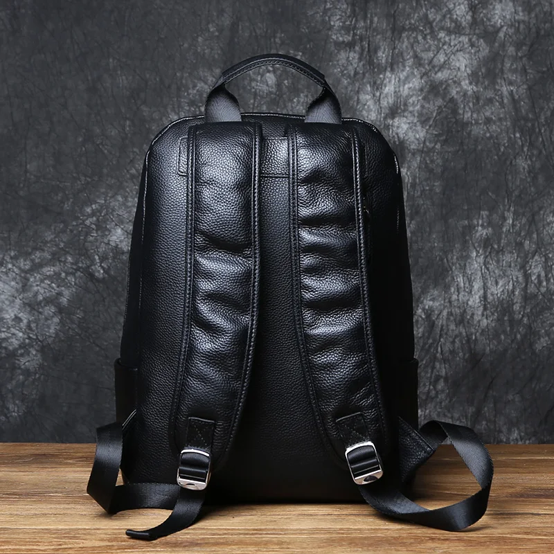 NZPJ Leder Herren Rucksack Natürliches Rindsleder Rucksack Mode Reisetasche Koreanische Version Schultasche Computertasche Für 15-Zoll-Laptop – Detail 6