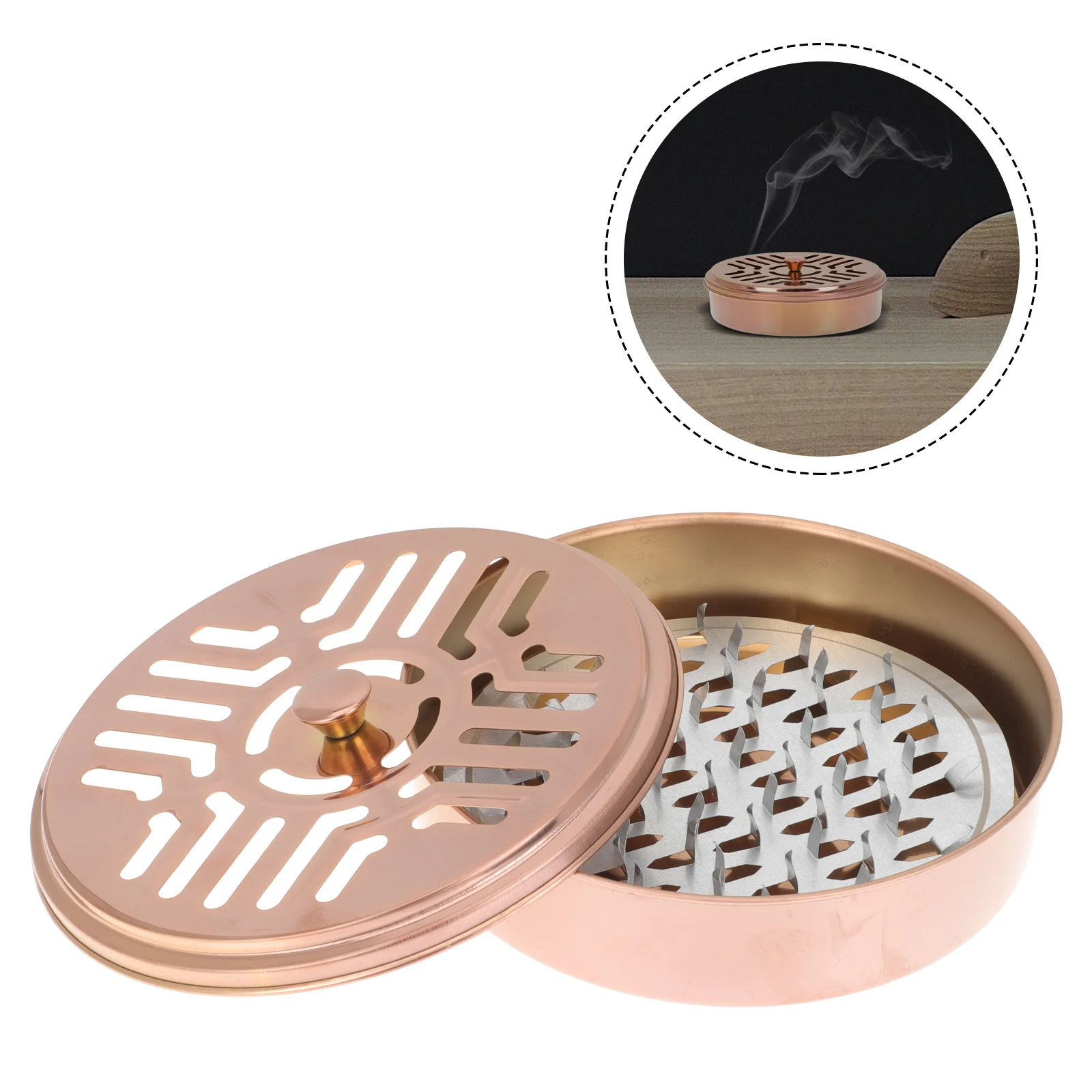 

Stainless Steel Box Hollow Lid Design Safe Smoke Spread Burning Case for Home Patio Dormitory Holder