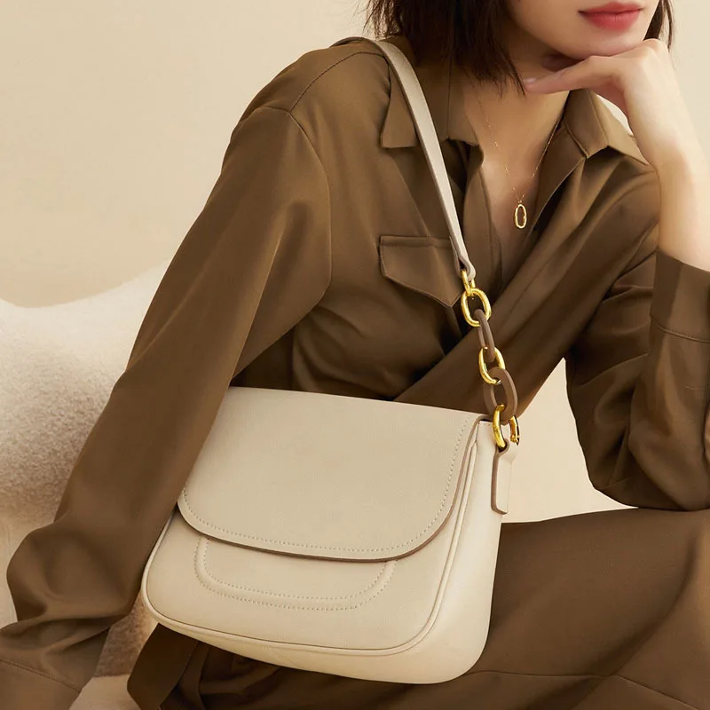 

Ladies Natural Cow Leather Crossbody Underarm Bag Women Retro Luxury Designer Cowhide Handbags Female Soft Leisure Shoulder Bags