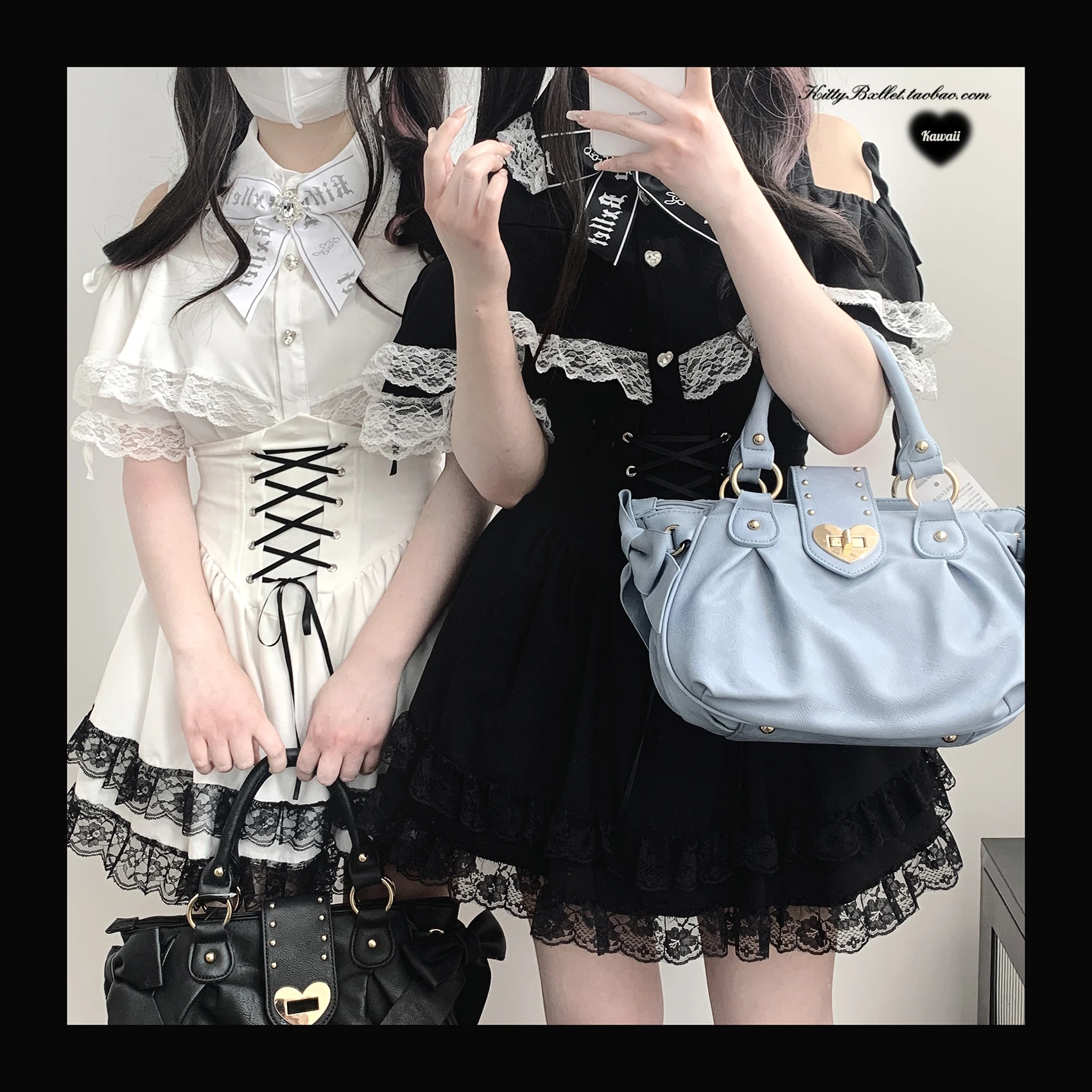 Love Rhinestone Ribbon Lace Off-the-Shoulder Mine White Shirt Girls Sweet Short Sleeve Lolita Blouses Summer Tops