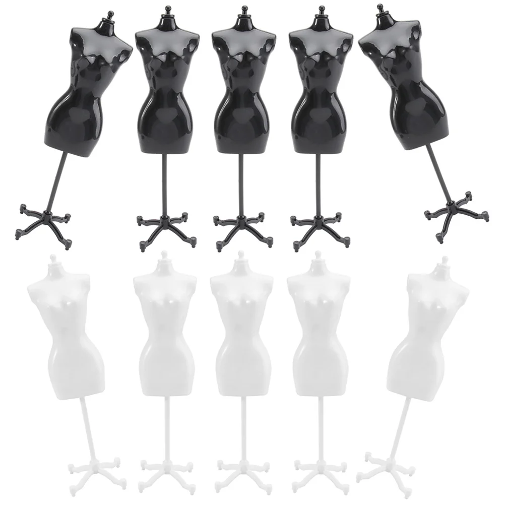 

10 Pcs Mannequin Stand Clothes Display Model Mini House Accessories Garment Rack Dress Toys