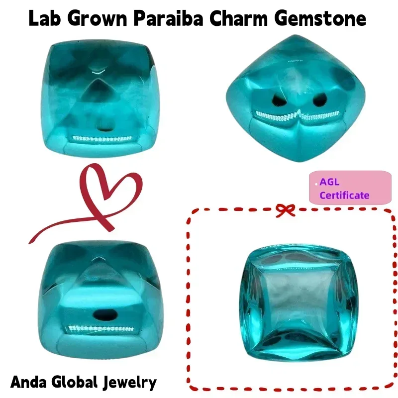 M-Lab Grown Paraiba Charm Gemstone for DIY Advanced Jewelry
