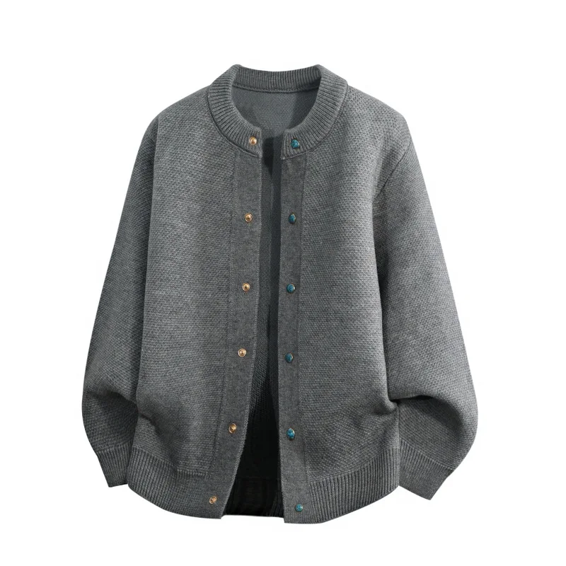 الخريف بلون العصرية الرجعية فريدة من نوعها أنيقة فضفاضة عادية تنوعا سترة مشغولة من الصوف سترة الرجال