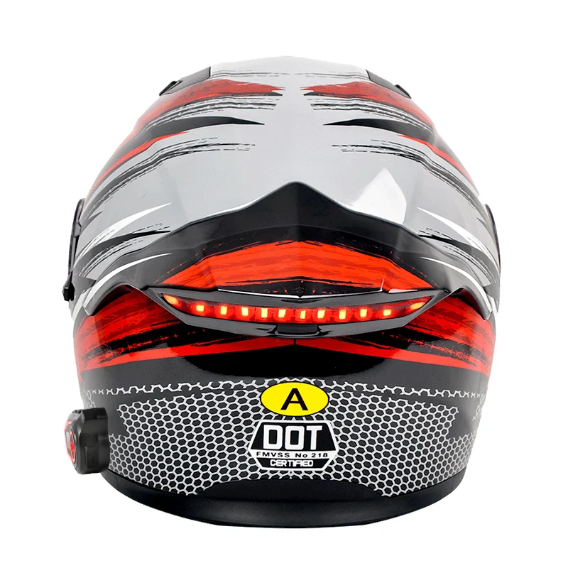 High Quality LED Intelligence Tail Light Motorcycle Helmet with Bluetooth Dual Lens Motorcycle Flip up Helmet Factory Wholesale