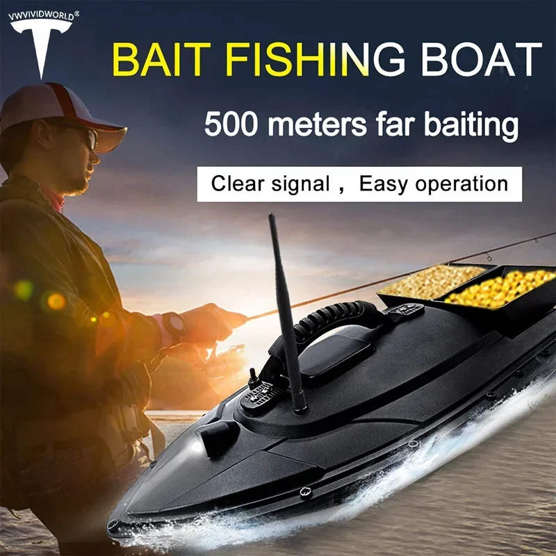 VWVIVIDWORLD ,Remote Control Fishing Bait Boat, Fishing Bait Boat Fish Detector ,1.5kg Loading ,500m,Dual Motor,Night Light ,VX