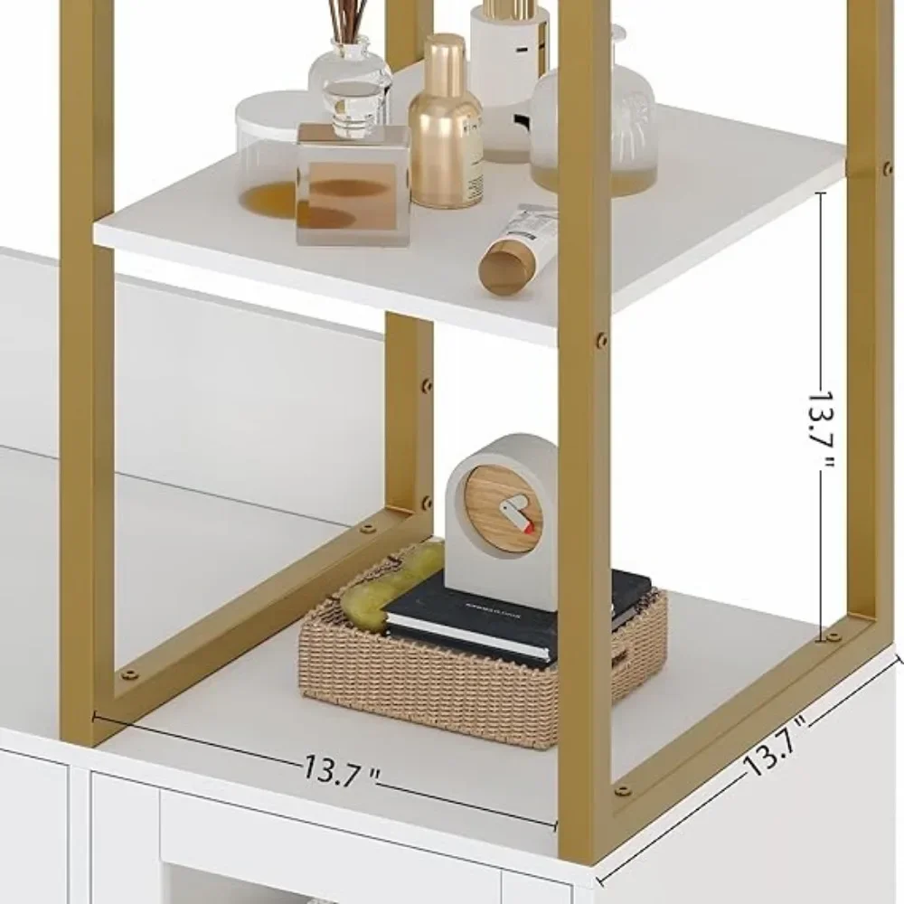 Closet Organizer System, 81.3”H Garment Rack with 3 Wood Drawers and Storage Shelves, Clothes Rack with Hanging Rod