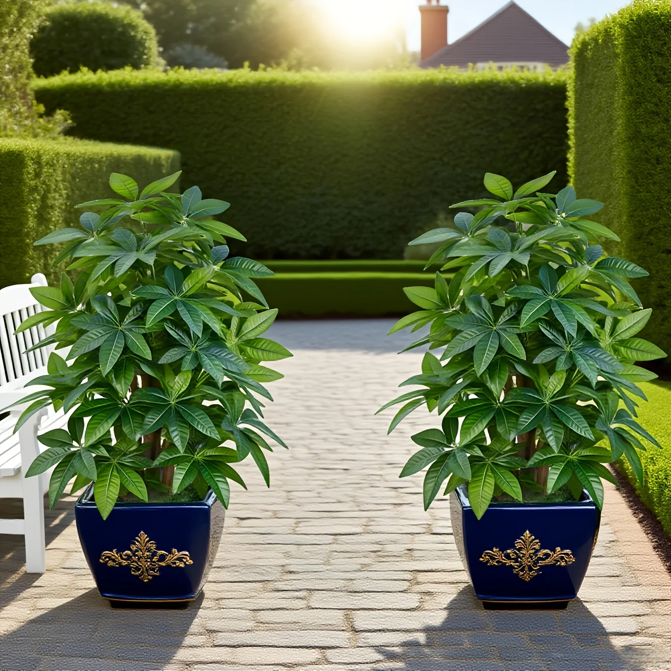 1 قطعة نباتات خضراء كبيرة واقعية شجرة المال الاصطناعية النخيل للحديقة الخارجية حفلات الزفاف شرفة الشرفة ساحة عيد الميلاد