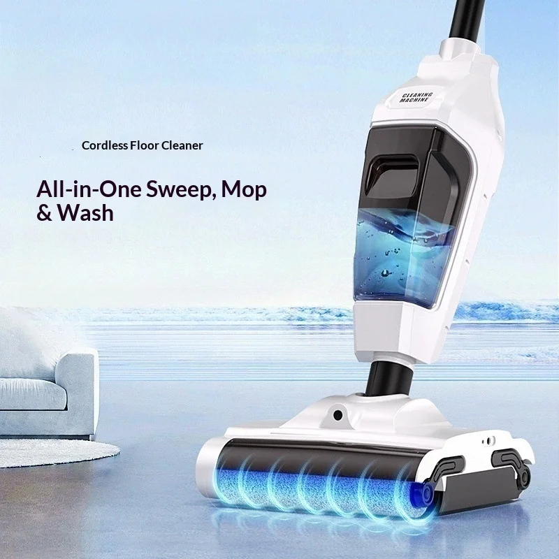 Household Battery-Powered Handheld Floor Washer Electric Mop Dry/Wet Dual-Use Sweeping Suction Cleaning Machine Multi-Language