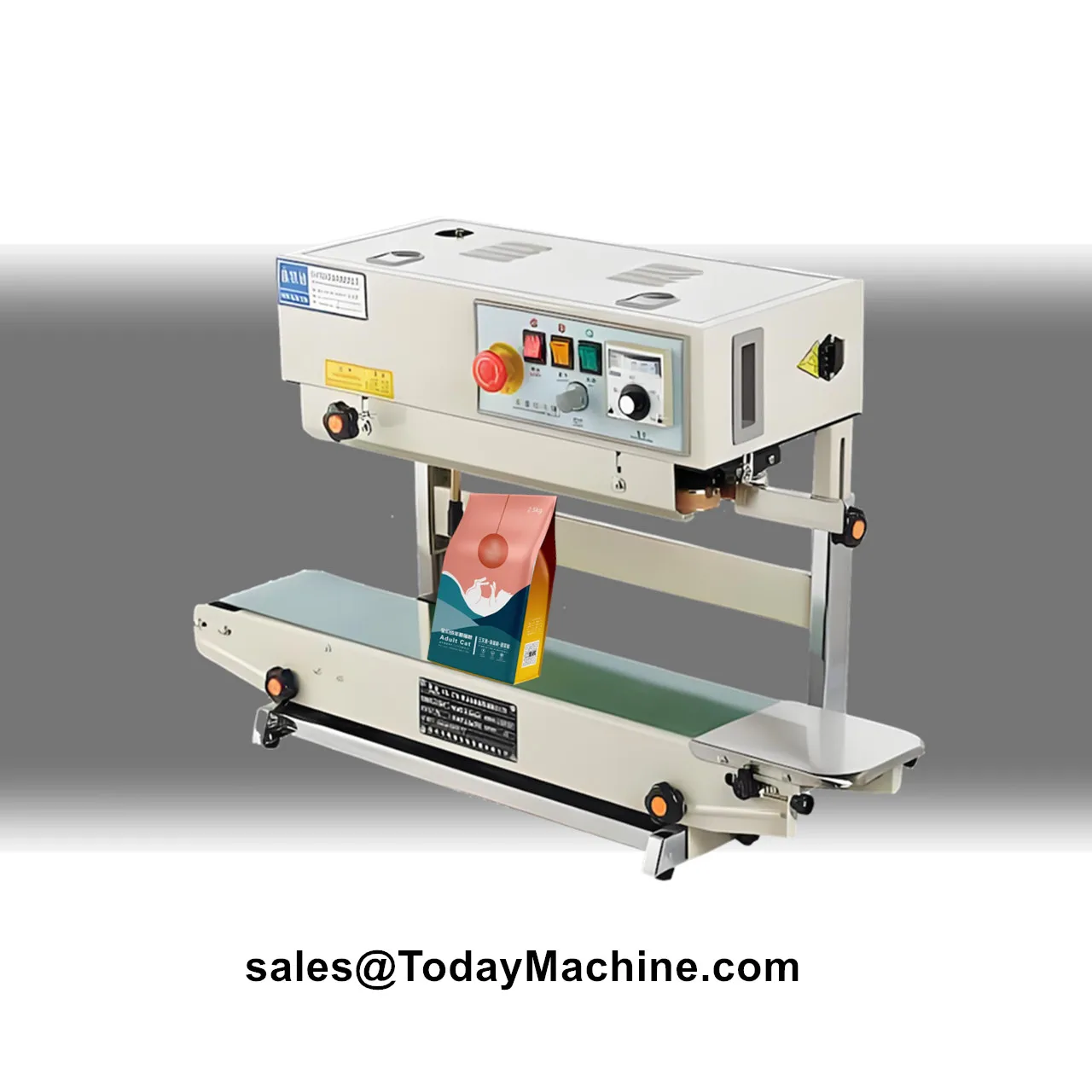 Máquina de sellado de banda térmica de bolsa de plástico de aluminio para patatas fritas de bolsa de película continua de nitrógeno Vertical