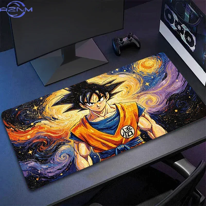 Starry Night Oil Painting Anime Character On Rocky Hill Mouse Pad, Rubber Non-Slip Base, Smooth Fabric Gaming Desk Mat for Deskt