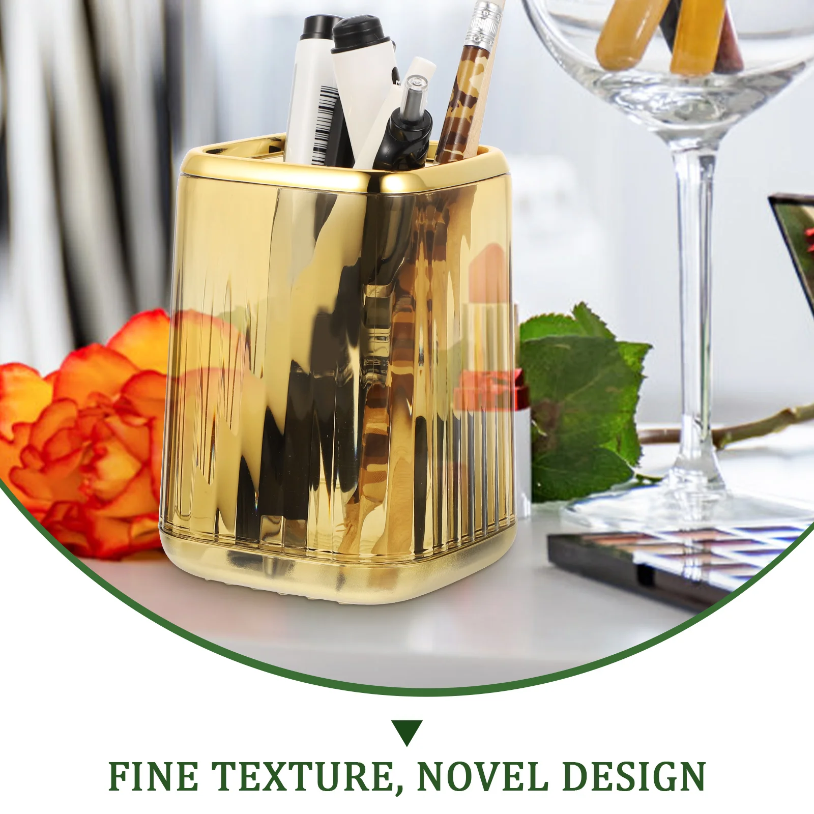 

Stylish Makeup Holder Organizer Brush Storage Cup Desktop Pen Container Decorative Holder Durable Practical